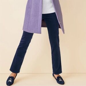 Talbots Women's Navy Blue Size 14W Corduroy Straight Leg Pants Stretch Comfy